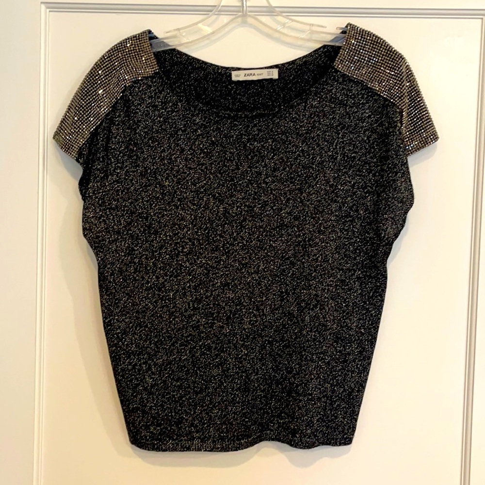 Zara Knit Metallic Thread Top, size S